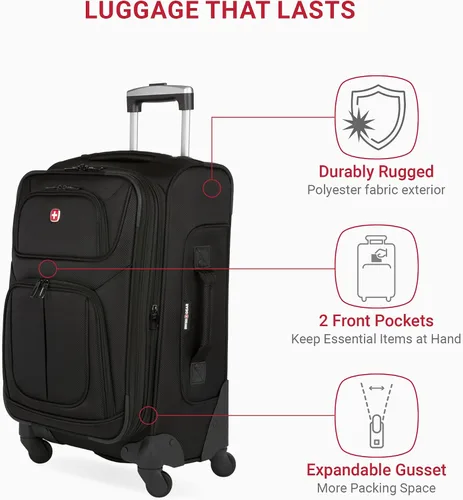 Miniatura 21 de SwissGear - Equipaje suave expandible Sion con ruedas, Negro
