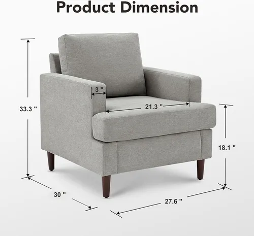 Miniatura 2 de Weture Silla de Acento Mid-Century, Sillón Moderno de Tela de Lino con Brazos para Sala de Estar, Cómodas Sillas de Acento Tapizadas de Lectura