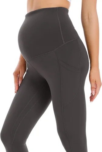 Miniatura 3 de Foucome Leggings de maternidad para mujer con bolsillos sobre el vientre, leggings de entrenamiento para yoga, pantalones de trabajo activo