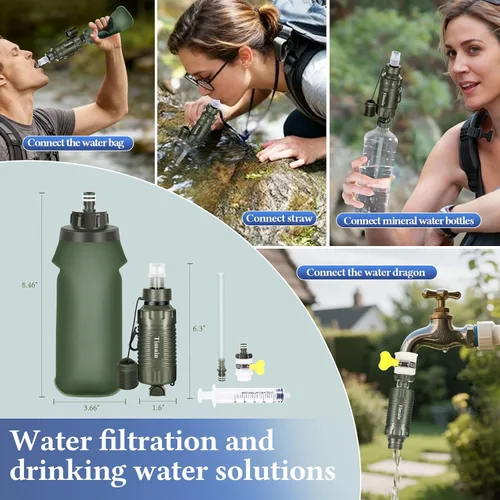 Miniatura 3 de Timain Filtro de agua personal portátil, filtro de agua con pajilla, equipo de supervivencia para preparación de emergencia, actividades al aire