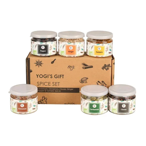 Miniatura 2 de Set de especias (6 especias esenciales) Cardamomo, canela, clavo, jengibre, pimienta, cúrcuma Set de regalo perfecto para especias por Yogi's