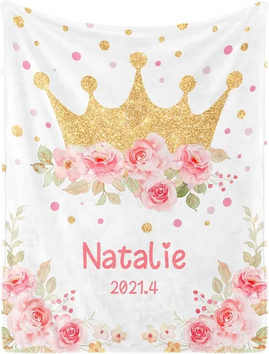 Miniatura 26 de Manta de bebé personalizada con nombre, manta de nombre personalizado para niños, mantas de franela suave en Pascua, regalos personalizados de bebé