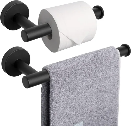 NearMoon Soporte para papel higiénico de baño + toallero de mano, juego de 2 piezas de accesorios de baño, soporte para rollo de papel higiénico de