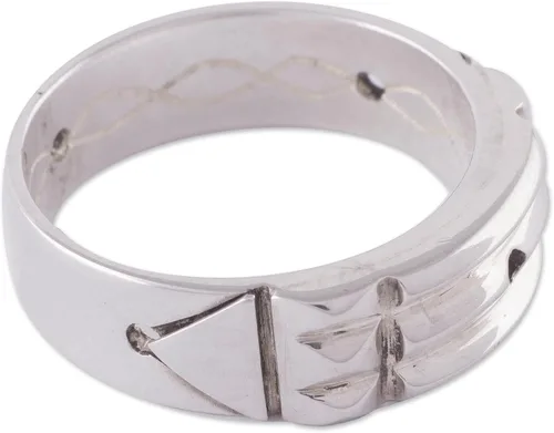 Miniatura 4 de NOVICA Artisan Handmade .925 Sterling Silver Band Ring Artisan Crafted Atlantis from Peru 'Atlantis Power
