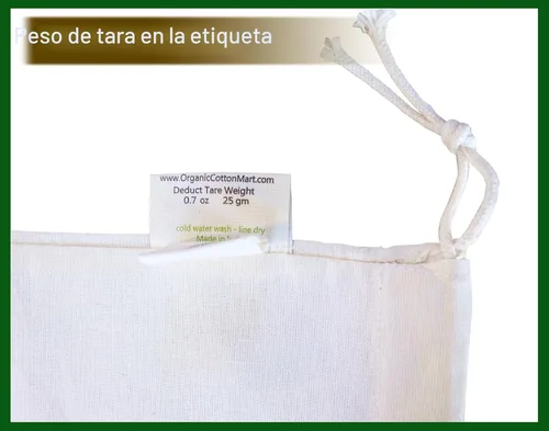 Miniatura 4 de Bolsas reutilizables de algodón lavables – Bolsas de algodón orgánico para verduras – Bolsa de tela con cordón – Bolsas de tela de muselina