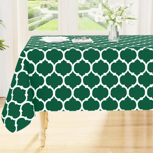 Miniatura 10 de Smiry Mantel redondo de plástico para mesa, mantel de vinilo impermeable con parte trasera de franela para mesas redondas, lavable y a prueba