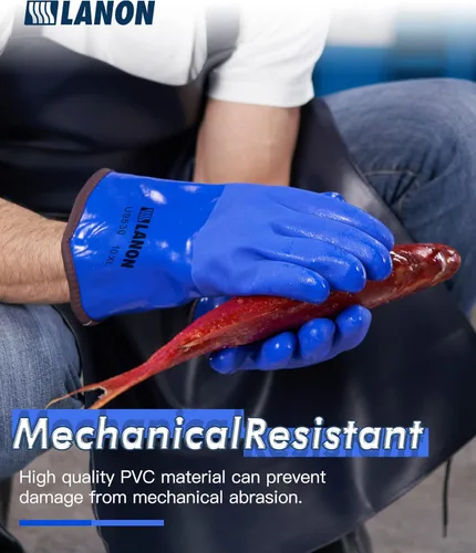 Miniatura 4 de LANON Guantes de Trabajo Pesado con Revestimiento de PVC a Prueba de Frío, Guantes de Trabajo Cálidos Impermeables para Trabajo en Congelador
