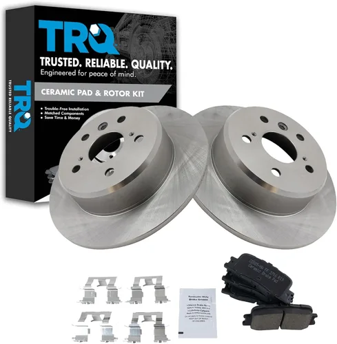 Miniatura 109 de TRQ Kit de rotor de freno trasero y pastillas de cerámica Posi premium compatible con camioneta Chevy GMC