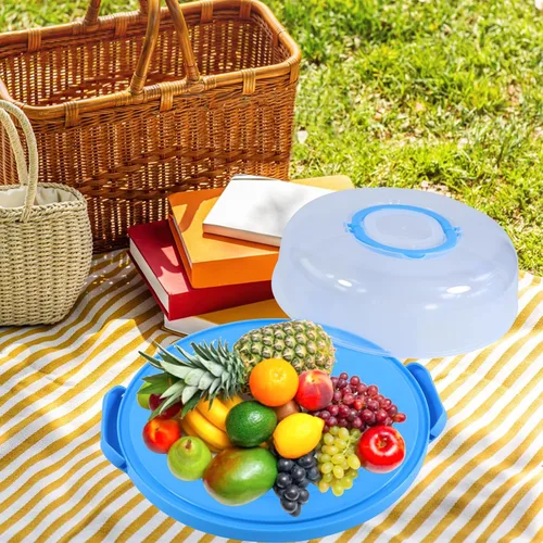 Miniatura 7 de Portabebés portátil de 12 pulgadas con tapa y magdalenas, tarta de galletas, para bodas, fiestas, baby shower, fiestas de Navidad (azul)