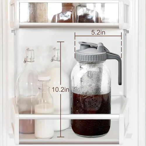 Miniatura 2 de OneDream Cafetera de café frío, paquete de 2 tarros de jarra de acero inoxidable de 64 onzas, sin fugas, cafetera de tarro de masón, fácil de limpiar