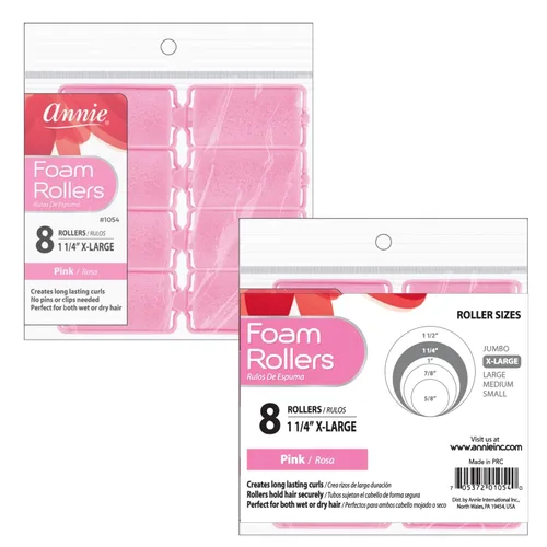 Miniatura 5 de Annie Rodillos de espuma extra grandes de 1 1/4 pulgadas, 8 rizadores de esponja suave rosa para rizos y ondas sin calor, no necesita alfileres ni