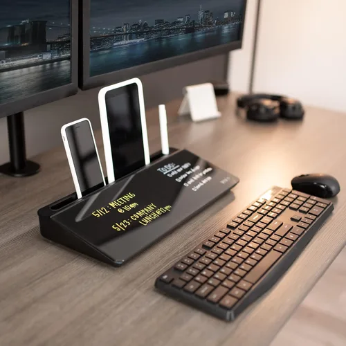 Miniatura 7 de Vivo DESK-WB16B - Pizarra de cristal de borrado en seco de 16 x 7 pulgadas con almacenamiento, organizador de pizarra blanca de escritorio