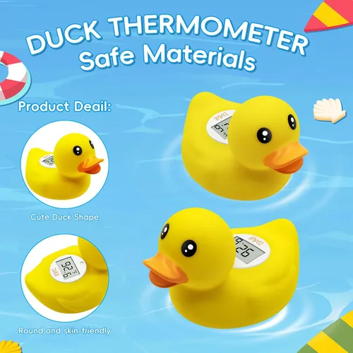 Miniatura 7 de B&H Termómetro de baño para bebé de pato para medir con precisión la temperatura del agua del bebé, sin BPA, juguete flotante de seguridad