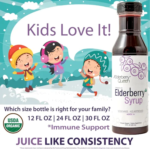 Miniatura 8 de Elderberry Queen Jarabe de saúco orgánico de 30 onzas líquidas, fórmula de apoyo inmunológico con Sambucus Black Elderberry y Aronia Berry – Jarabe