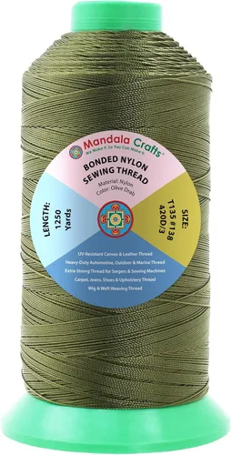 Miniatura 413 de Mandala Crafts - Hilo de nailon para coser cuero, tapicería, mezclilla y para trenzar el pelo; resistente, 1500 yardas, tamaño 69 T70 Marrón