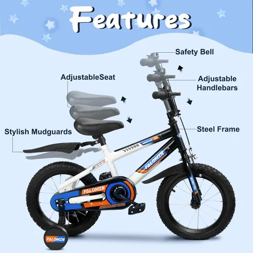Miniatura 3 de Bicicleta infantil de 12/14/16 pulgadas para niños pequeños de 3 a 8 años, neumáticos antideslizantes seguros, ruedas de entrenamiento extraíbles