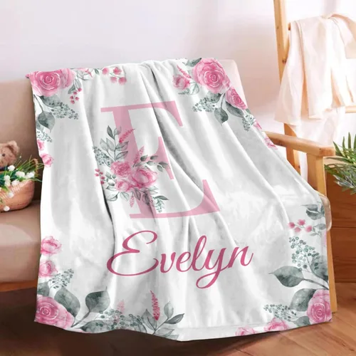 Miniatura 62 de Manta de bebé personalizada para niñas y niños pequeños, recién nacidos, regalos personalizados de vaca floral con nombre y texto, 40 x 30 pulgadas