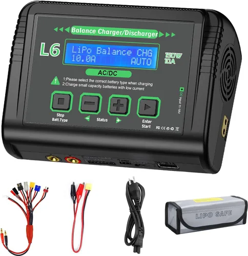 Lipo - Cargador de batería de 150 W 10 A, cargador rápido de equilibrio para batería LiPo/Li-ion/Life (1-6s) NiMH/NiCd (1-15s) Pb Batería Verde