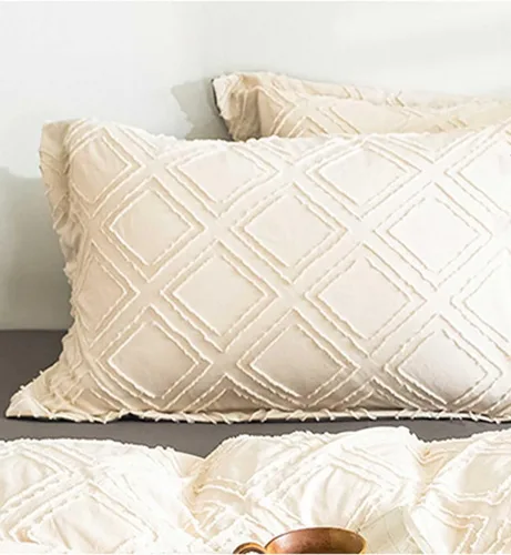 Miniatura 10 de Nanko Funda de Almohada Corporal 1 Paquete 20x54 pulgadas con Cremallera, Beige Tufted Jacquard Boho Suave Shabby Chic Microfibra Fundas de Almohada