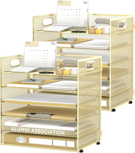 Miniatura 15 de Daltack Organizador de papel de 6 niveles para escritorio, organizador de bandejas de papel para escritorios, organizadores de archivos de Negro