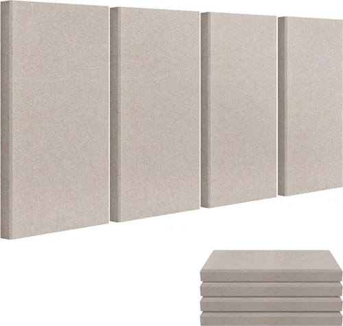 Miniatura 9 de Panel de pared de fibra de vidrio de 23.62 x 11.81 x 2 pulgadas, paquete de 4 paneles acústicos, paneles acústicos absorbentes de sonido para Gris