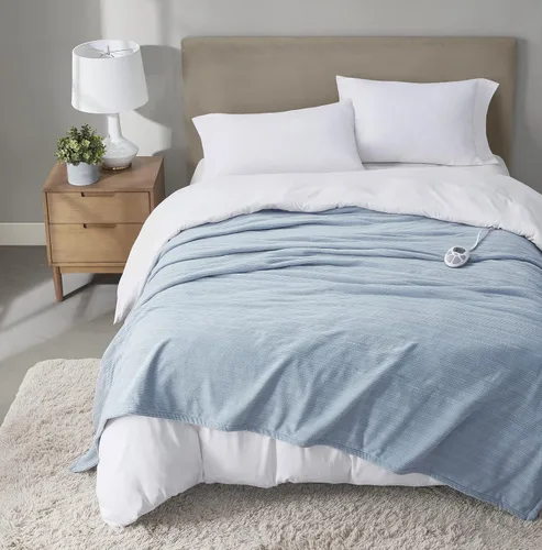 Miniatura 18 de Serta - Manta de forro polar ultrasuave Travis con textura de nervaduras trilobulares, manta eléctrica; cómoda, agradable y abriga y protege