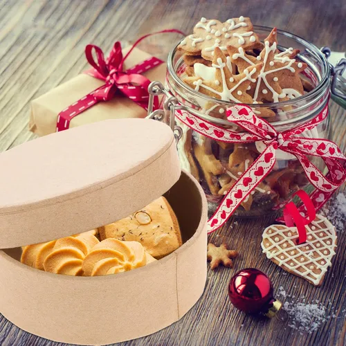 Miniatura 3 de VILLCASE Cajas redondas con tapa de 6.49 x 6.49 x 1.96 pulgadas, contenedores de embalaje de cartón para galletas, joyas, pequeñas cajas