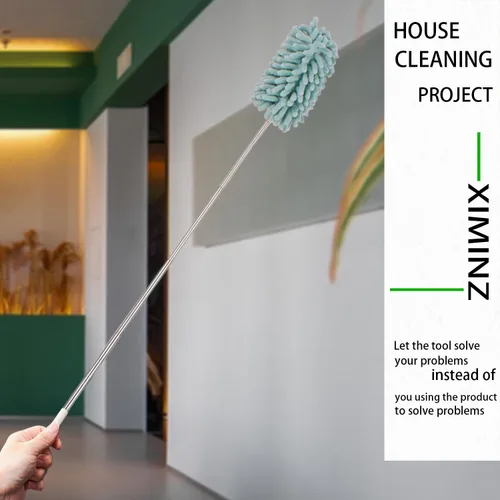 Miniatura 4 de Plumero de microfibra retráctil verde para limpiar plumero de mano extensible lavable plumero herramienta de limpieza para limpieza de oficina