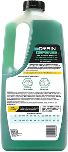 Miniatura 2 de Zep Drain Defense - Removedor de acumulación de tuberías - 64 onzas - ZLDC648 - Removedor de acumulación de tuberías líquidas de fuerza profesional