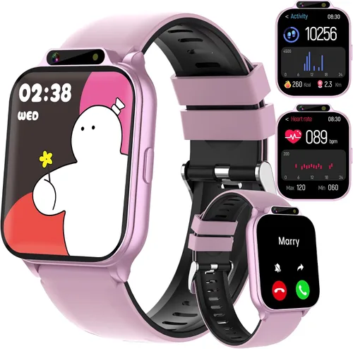 Relojes inteligentes para niños con rastreador de fitness, modo deportivo impermeable IP68, dial de ritmo cardíaco, monitor de sueño, podómetro, Rosa