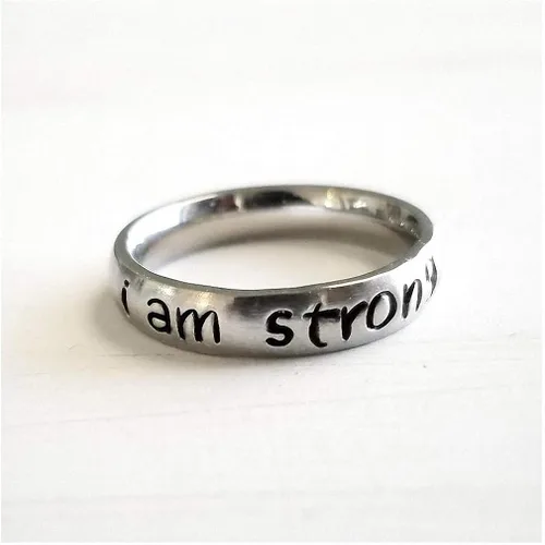 Miniatura 3 de Ronliy - Anillo de acero inoxidable con texto en inglés "I am Bas