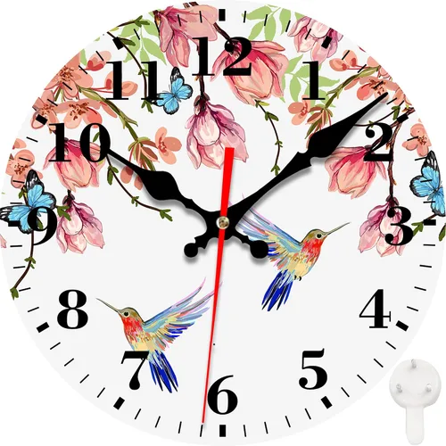 Miniatura 10 de Reloj de pared, astronauta y planetas espaciales, silencioso, sin tictac, funciona con pilas, redondo, decorativo, para interiores y exteriores