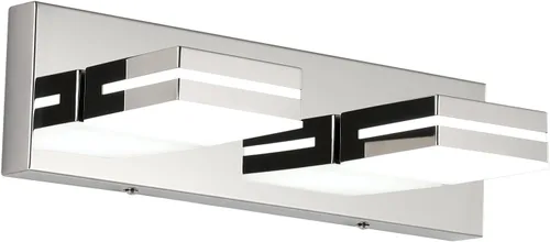 Miniatura 35 de SineRise - Lámpara LED para tocador de baño - Moderna lámpara de acrílico con acabado cromado para iluminación de pared sobre el espejo - 2 luces