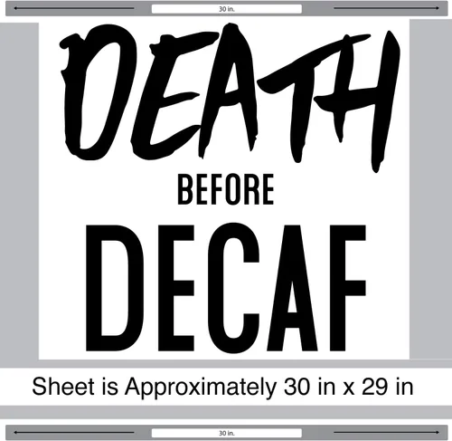 Miniatura 2 de Cita de pared con texto en inglés "Death Before Decaf" de Chromantics