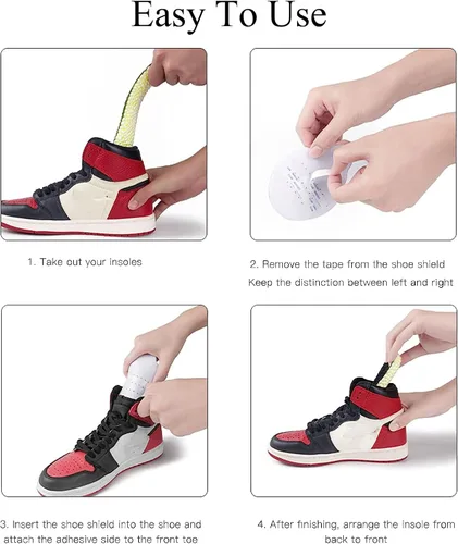 Miniatura 5 de 2 pares de protectores de arrugas de zapatos Toe Box 2.0 mejorados anti-arrugas para zapatos deportivos, material suave, insertos cómodos