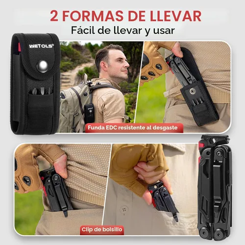 Miniatura 4 de WETOLS Multiherramienta con cuchillo de bolsillo, alicates de punta de aguja de acero inoxidable 27 en 1 con destornilladores, herramienta multiusos