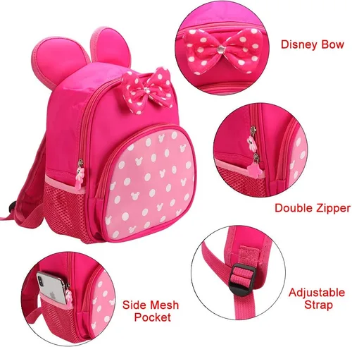 Miniatura 2 de Voikukka Mochilas pequeñas para niñas pequeñas, mochila de viaje, linda mochila para libros para niños pequeños, mochila preescolar, Rosado, Mochila