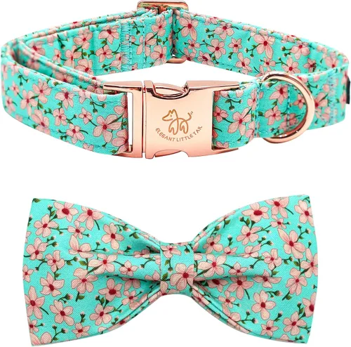 Miniatura 10 de Collar para perro Elegant Little Tail con moño, estampado de pepinillos, collar de moño lindo para perros pequeños eneldo