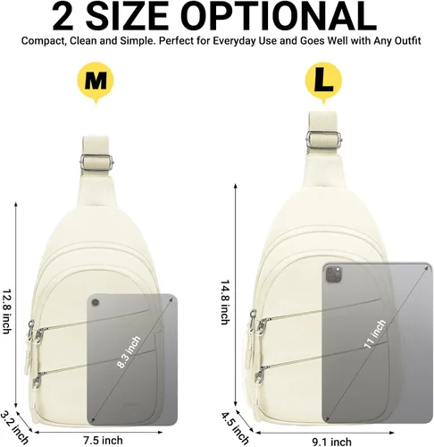 Miniatura 7 de Tuwubi Bolsos cruzados para mujer, bolsa para hombres, mochila pequeña de senderismo antirrobo, ligera para viajes al aire libre (M, beige)