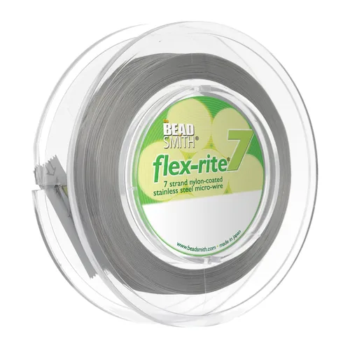 Miniatura 32 de The Beadsmith Flex-Rite - Alambre de acero inoxidable recubierto de nailon de 7 hebras, 0.007 pulgadas de diámetro, transparente, carrete de 30
