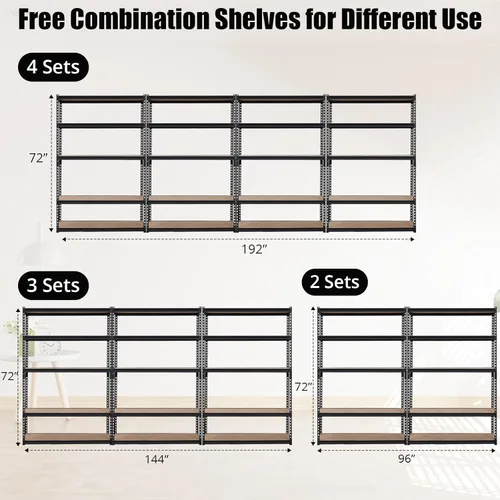 Miniatura 6 de GarveeHome Estantes de almacenamiento resistentes, 5 niveles de 48 x 24 x 72 pulgadas, estantería de almacenamiento ajustable para garaje, estante