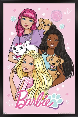 Miniatura 9 de Mattel Barbie - Bonito póster de pared, 22.4 pulgadas de largo x 14.7 pulgadas de ancho, versión enmarcada de madera de granero