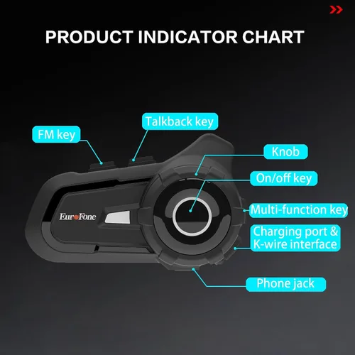 Miniatura 6 de Auriculares Bluetooth para casco S2, 2,624.7 ft, 2 conductores, auriculares de intercomunicación con auriculares de intercomunicación con sonido CVC