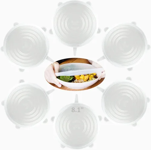 Miniatura 11 de altCookingHub - Tapas elásticas de silicona, paquete de 6, tapas reutilizables de 6.3 pulgadas Libre de BPA, a prueba de fugas, reutilizable