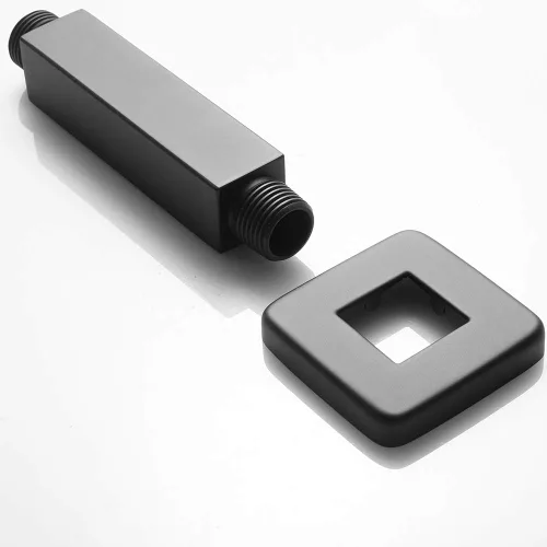 Miniatura 2 de Brazo de Ducha Negro Mate con Brida de Acero Inoxidable Cuadrado para Montaje en Techo, Tubo de Extensión de Ducha para Cabezal de Lluvia, 4 pulgadas