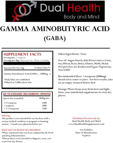 Miniatura 2 de Suplementos a granel de ácido gamma aminobutírico puro GABA (2 libras)