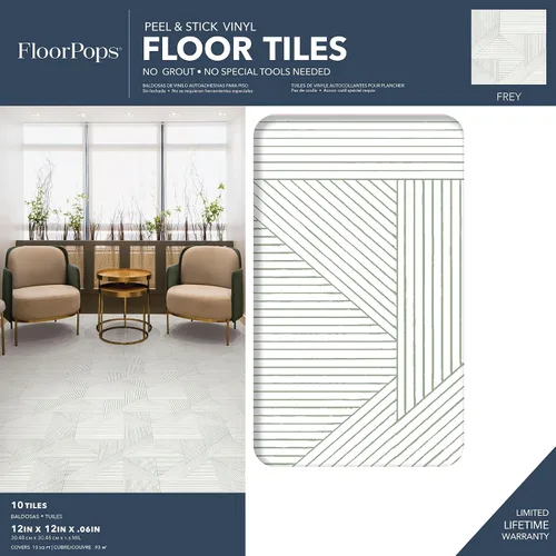 Miniatura 2 de FloorPops Azulejos neutros Frey Peel & Stick de 12 pulgadas por 12 pulgadas, FP4948