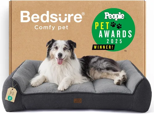 Miniatura 21 de Bedsure Cama ortopédica para perros de tamaño mediano, camas extra gruesas de apoyo para perros medianos con funda impermeable lavable, cómodo sofá