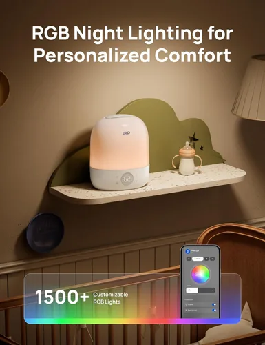 Miniatura 8 de DREO Humidificadores para dormitorio, tiempo de funcionamiento máximo de 30 horas, luz nocturna RGB y entrenador de sueño, humidificador de niebla