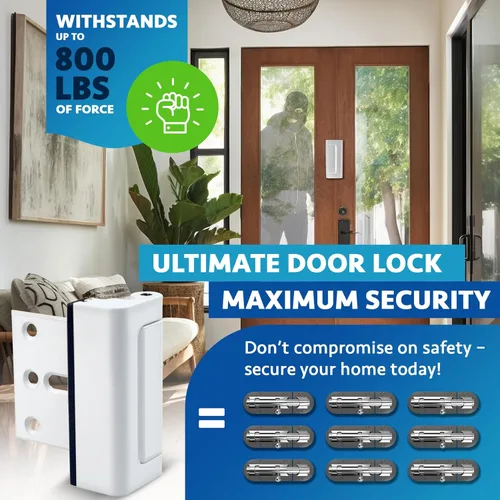 Miniatura 3 de Dwell+Good Cerraduras de Puerta (Paquete de 2) - Fáciles de Instalar Cerraduras de Puerta de Seguridad de Aluminio para el Hogar para Puerta Blanco